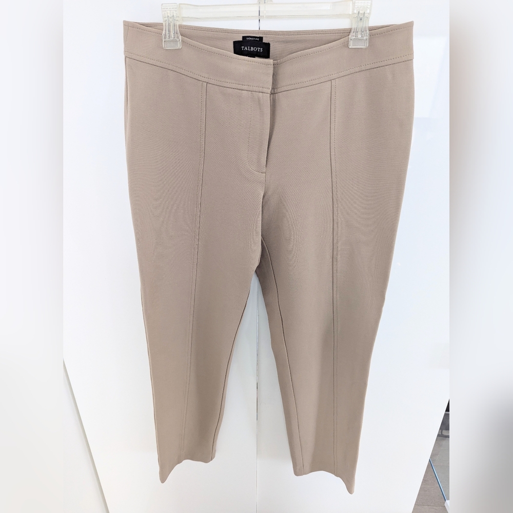 TALBOTS Signature Beige Ponte Ankle Pants, Size 10 - Picture 2 of 9